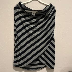 Ava & Viv black & gray stripped skirt with cross front